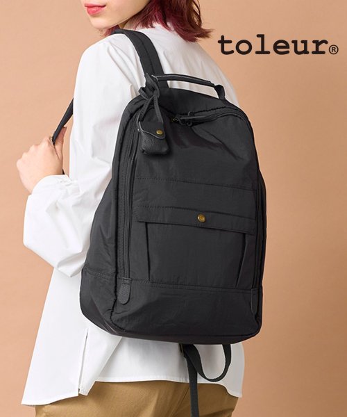 toleur(toleur)/【toleur / トーラ】バッグ リュック バックパック デイパック リュックサック 鞄 ウォッシュ加工 ナイロン カウレザー 11337/ブラック 