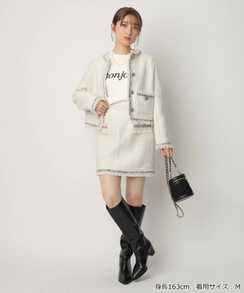 ツイードフリンジミニスカート