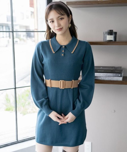 配色ニットミニワンピース レディアゼル Redyazel Magaseek