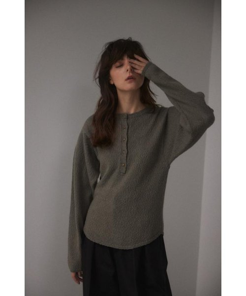 BLACK BY MOUSSY(ブラックバイマウジー)/tuck sleeve knit tops/GRY