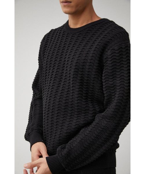 AZUL by moussy(アズールバイマウジー)/BIG UNEVEN KNIT/BLK
