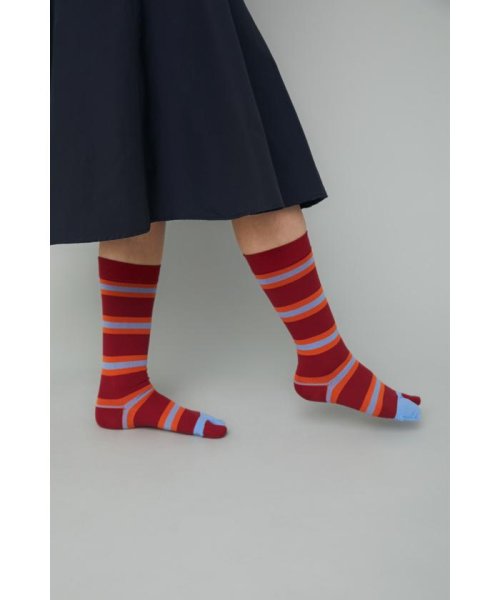 HeRIN.CYE(ヘリンドットサイ)/Multi boder socks/RED