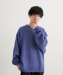 JUNRed(ジュンレッド)/こめ×JUNRed サイドボタンルーズニットプルオーバー/ブルー系（45）