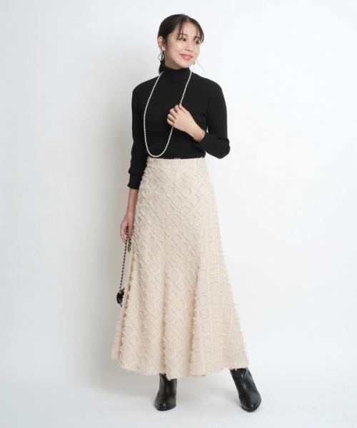 ジャスグリッティー　フリンジチェックフレアスカート ジャスグリッティー フリンジチェックフレアスカート