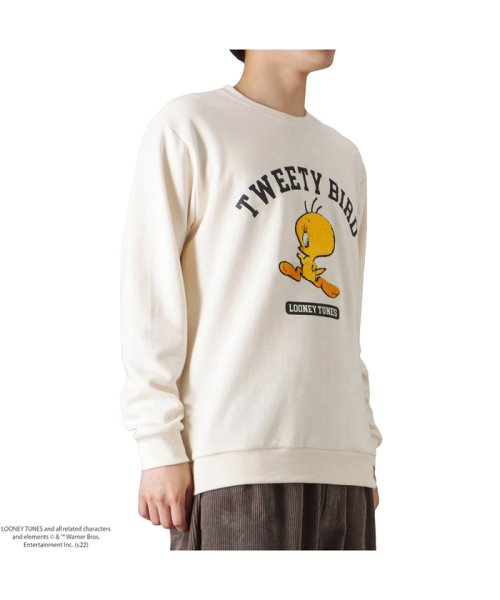 MAC HOUSE(men)(マックハウス（メンズ）)/LOONEY TUNES TWEETY ルーニー・テューンズ トゥイーティー サガラ刺繍トレーナー 152141071/アイボリー