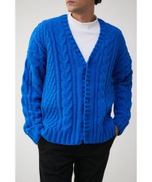 AZUL by moussy(アズールバイマウジー)/CHENILLE CABLE CARDIGAN/BLU