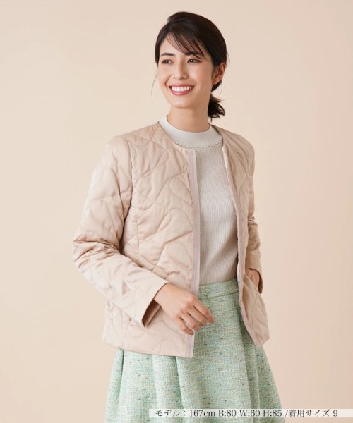 キルティングノーカラージャケット 