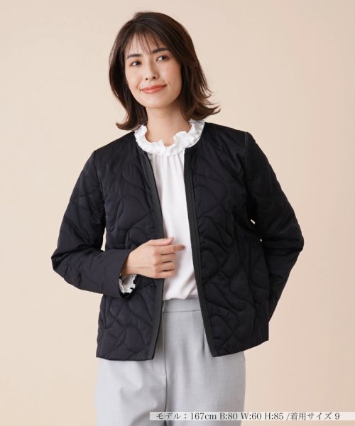 キルティングノーカラージャケット 