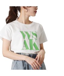 MAC HOUSE(women)(マックハウス（レディース）)/T－GRAPHICS ティーグラフィックス 脇スリットプリント半袖Tシャツ 335572101/ホワイト