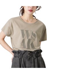 MAC HOUSE(women)(マックハウス（レディース）)/T－GRAPHICS ティーグラフィックス 脇スリットプリント半袖Tシャツ 335572101/グレージュ