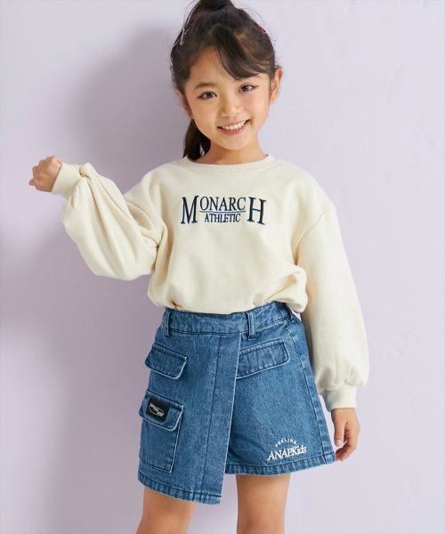 ANAP KIDS(アナップキッズ)/カレッジ刺繍裏毛トレーナー/アイボリー