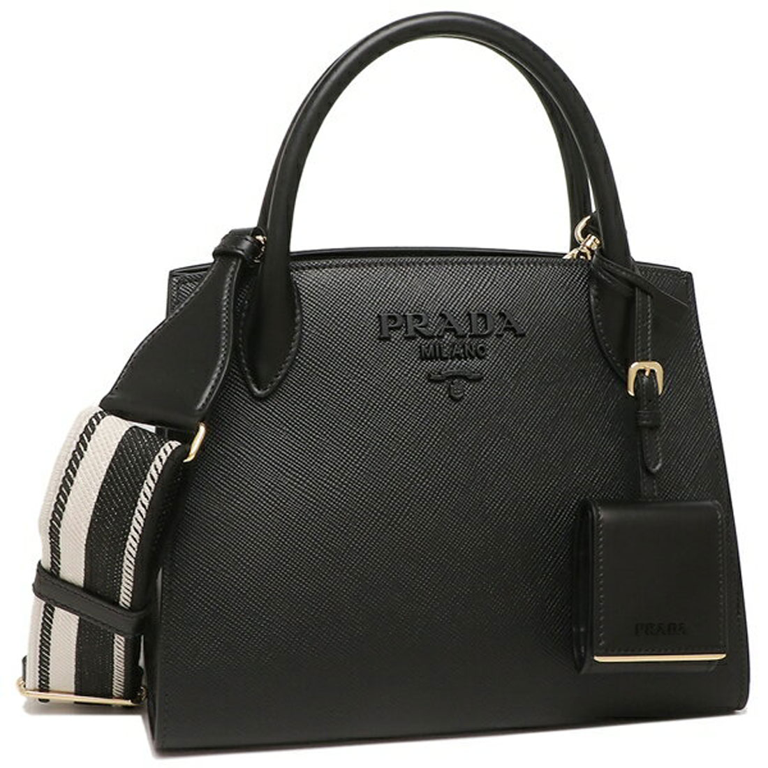 プラダ ハンドバッグ ショルダーバッグ モノクローム Sサイズ ブラック レディース PRADA 1BA156 1BA156 3OO F0002レディース