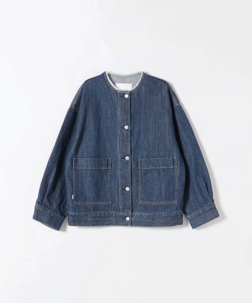 SHIPS any WOMEN(シップス　エニィ　ウィメン)/《一部追加予約》SHIPS any: ノーカラー デニム ブルゾン［SHIPS any DENIM］/ネイビー