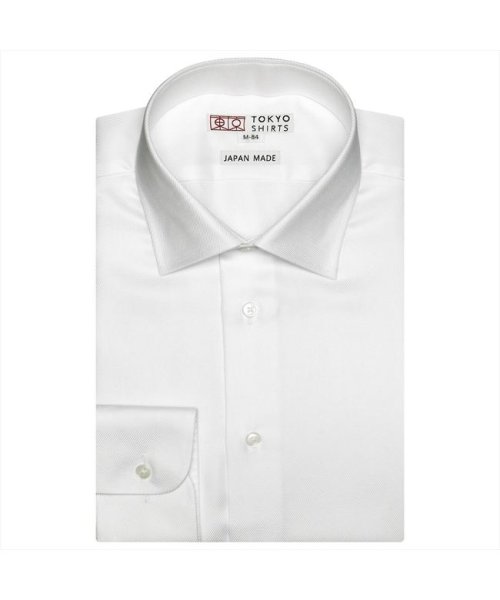 TOKYO SHIRTS(TOKYO SHIRTS)/【国産しゃれシャツ】 セミワイド 長袖 形態安定 綿100% ツイル織り/シロ