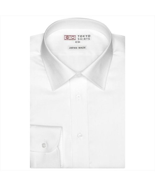TOKYO SHIRTS(TOKYO SHIRTS)/【国産しゃれシャツ】 レギュラー 長袖 形態安定 綿100% ヘリンボーン織り/シロ