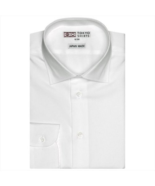 TOKYO SHIRTS(TOKYO SHIRTS)/【国産しゃれシャツ】 セミワイド 長袖 形態安定 綿100% ピンオックス織り/シロ