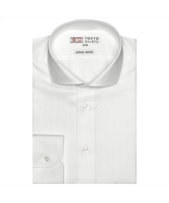 【国産しゃれシャツ】 ホリゾンタル 長袖 形態安定 綿100% ヘリンボーン織り