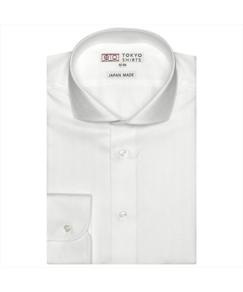TOKYO SHIRTS(TOKYO SHIRTS)/【国産しゃれシャツ】 ホリゾンタル 長袖 形態安定 綿100% ヘリンボーン織り/シロ