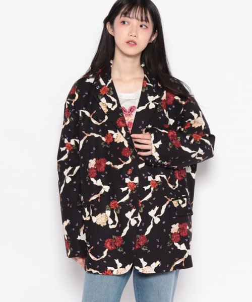 PINK HOUSE(ピンクハウス)/little sunny bite×PINK HOUSE Flower print big jacket/クロ