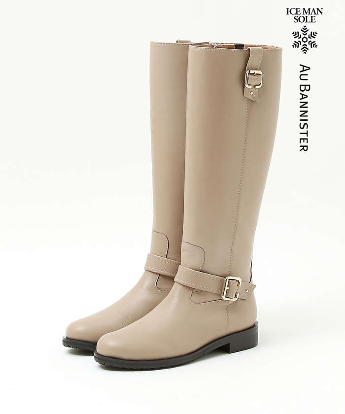 AuBANNISTER 【スノーソール】バックルベルトロングブーツ グレージュ 36 AuBANNISTER 【スノーソール】バックルベルトロングブーツ グレージュ 36