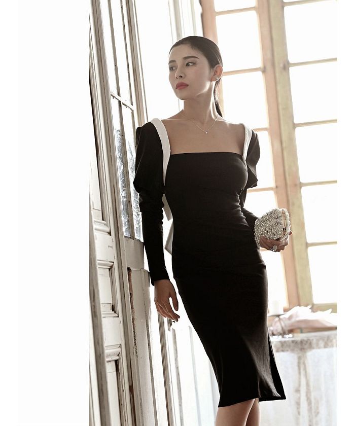 セール】DaysPiece 韓国 ジゴスリーブ キャバドレス 長袖 二の腕隠し