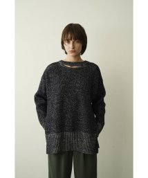 CLANE(クラネ)/W FACE CUT NECK WIDE KNIT TOPS/NAVY