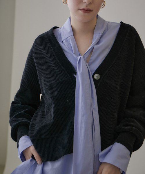 Vネックリブカーディガン－CreamyCotton /クリーミーコットン－ Creamy ■モデル身長 着用サイズ Cotton クリーミーコットン