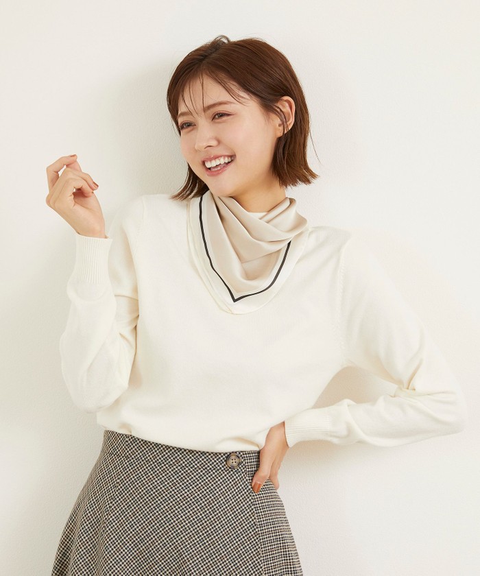 セール】【2WAY】スカーフ付き ニット(505113476) | フェルゥ(Feroux ...