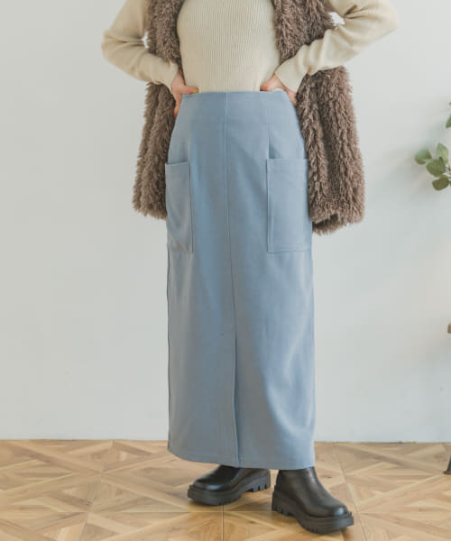 【CHA】パイルポンチポケットタイトスカート