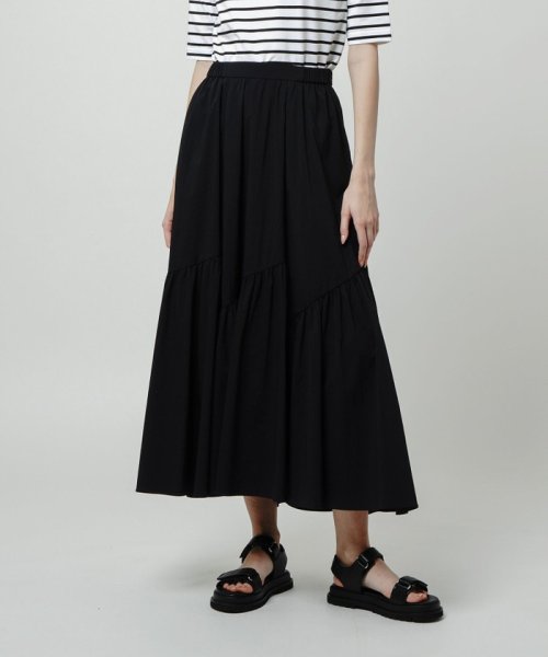 バイヤス切替ギャザースカート 手洗い可能です フィッティングモデル 詳細画像 165cm B73 W61 H85　着用サイズ：02