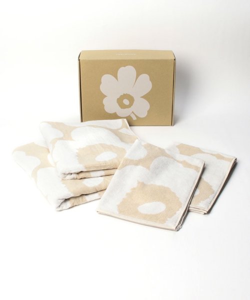 Marimekko(マリメッコ)/【marimekko】マリメッコ Unikko bath and hand towel set バス2枚＆ハンド タオル２枚BOXセット/ベージュ系