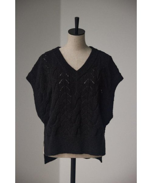 BLACK BY MOUSSY(ブラックバイマウジー)/slub V－neck knit vest/BLK