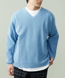 a.v.v (MEN)/【S－XXL】レイヤードカットソー付きアゼ編みVネックニット/505027862