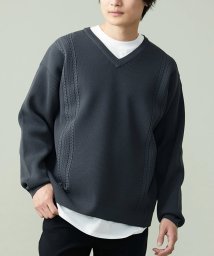 a.v.v (MEN)/【S－XXL】レイヤードカットソー付きアゼ編みVネックニット/505027862