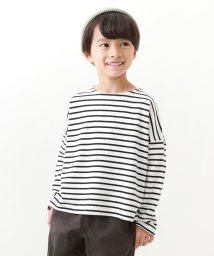 devirock/ゆるっとボーダー 長袖Tシャツ 子供服 キッズ 男の子 女の子 トップス 長袖Tシャツ ロンT 綿100% 吸汗/505117699