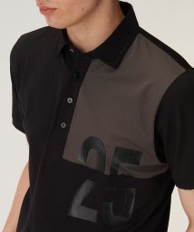 LANVIN SPORT(ランバン スポール)/【25周年】切替デザイン半袖シャツ【ストレッチ/UPF50+】【アウトレット】/ブラック×チャコールグレー