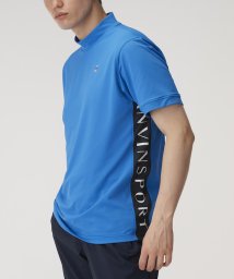 LANVIN SPORT(ランバン スポール)/モックネック半袖シャツ【UPF50+/ストレッチ】【アウトレット】/ブルー×ブラック