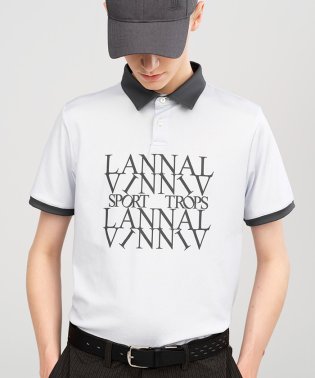 LANVIN SPORT/【25周年】ロゴパネルプリント半袖シャツ【ECO/吸汗/UPF50+】【アウトレット】/505096758