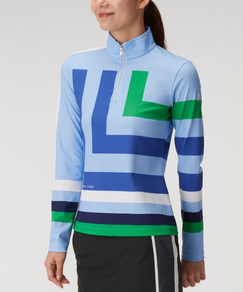 LANVIN SPORT(ランバン スポール)/ハーフジッププリント長袖シャツ【吸汗/UV/ECO】【アウトレット】/ブルー