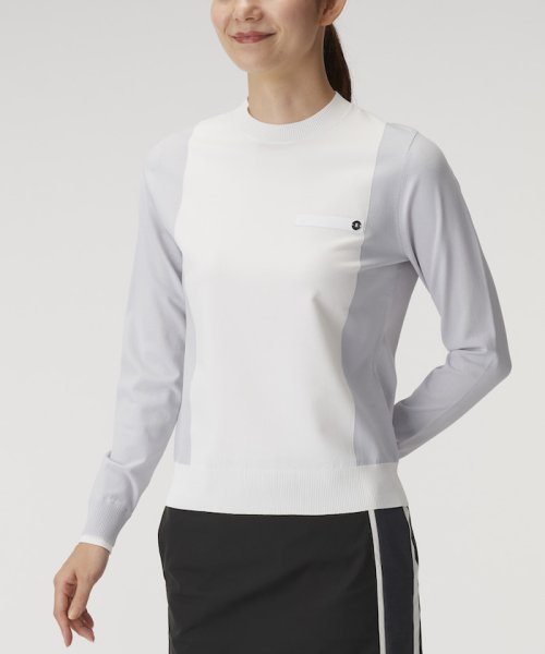 LANVIN SPORT(ランバン スポール)/ブロッキングクルーネックセーター【アウトレット】/ホワイト