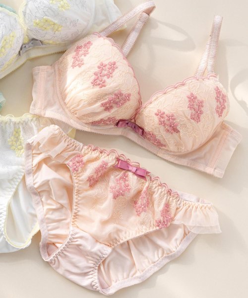 fran de lingerie(フランデランジェリー)/Charming Rose チャーミングローズ ブラ&ショーツセット B65－G75カップ/ピンク