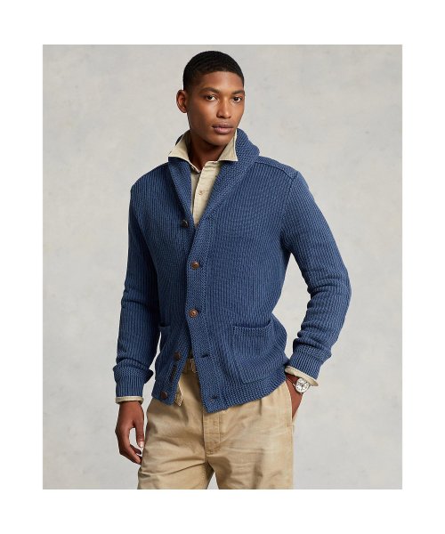 コットン ショールカラー カーディガン 