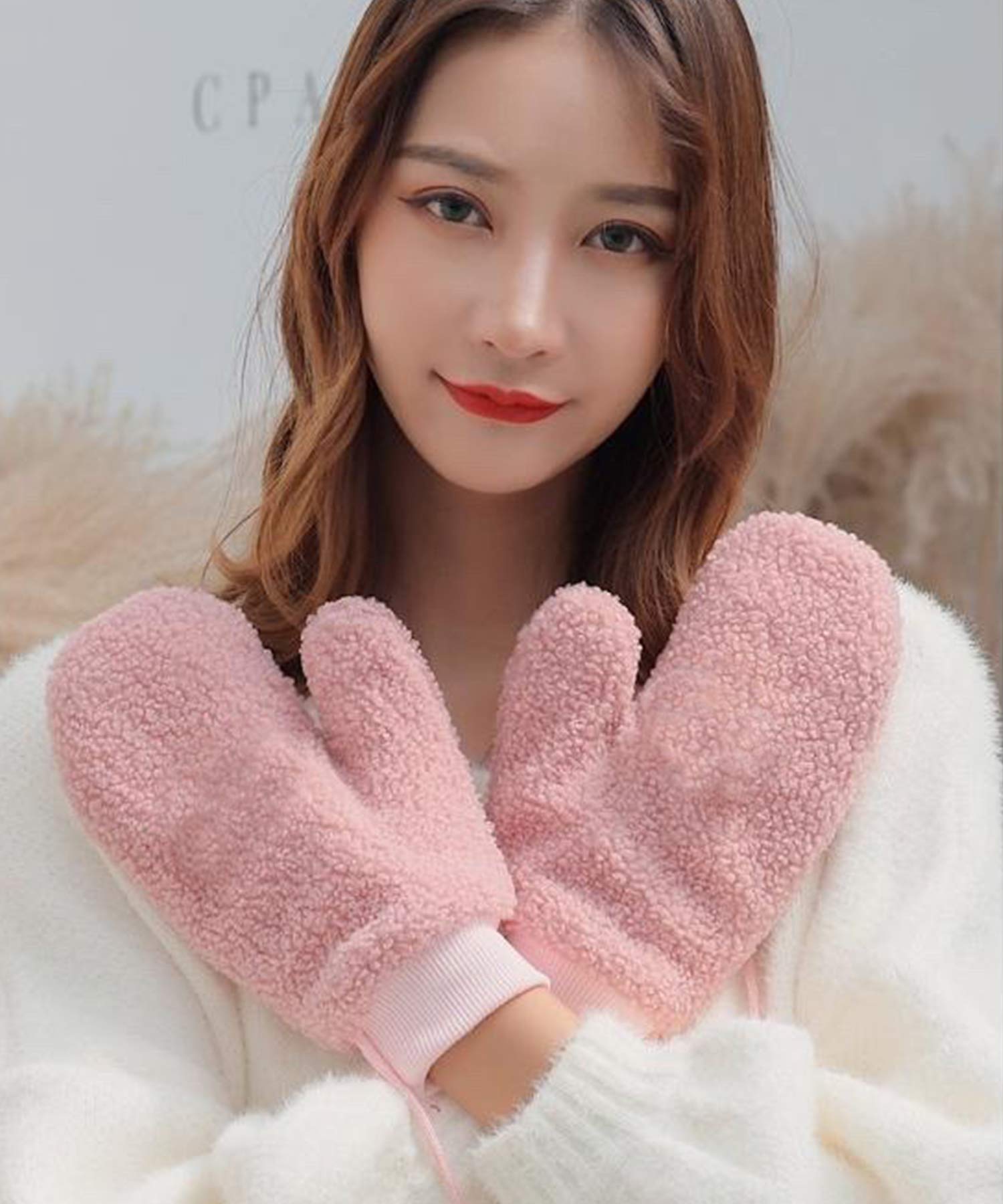 新品限定◆上質なミンク編み込みミトン手袋 グローブ 紐付き 毛皮ファー
