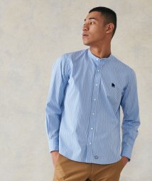 J.PRESS MENS(J．プレス　メンズ)/【WEB限定】ポプリンストライプ バックブルバンドカラーシャツ/サックスブルー系1