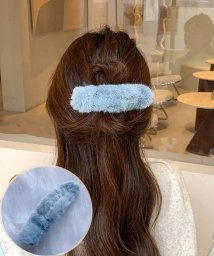 shoppinggo(ショッピングゴー)/もこもこヘアピン 大きめ?　ヘアクリップ　韓国風　ヘアアクセサリー　かわいい　オシャレ　髪飾り パーティー飾り 上品/ブルー