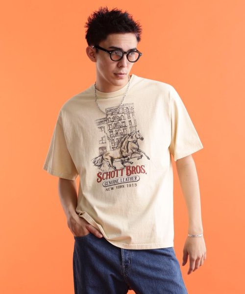 Schott(ショット)/S/S T－SHIRT "HORSE IN NEW YORK/アイボリー2