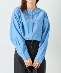 OMNES(オムネス)/【OMNES】コットンブロードバンドカラー長袖シャツ/ブルー