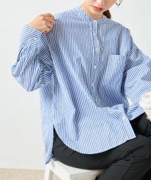 OMNES(オムネス)/【OMNES】コットンブロードバンドカラー長袖シャツ/ブルー系1
