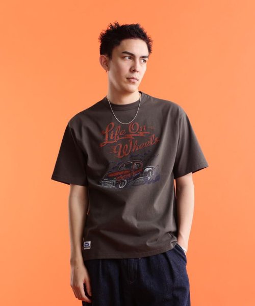 Schott(ショット)/T－SHIRT LIFE ON WHEELS/Tシャツ "ライフ オン ホイールズ/チャコール