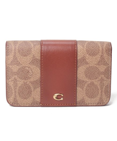 COACH(コーチ)/【COACH】コーチ 財布 カードケース C5870 Slim Card Case/ベージュ×ライトブラウン